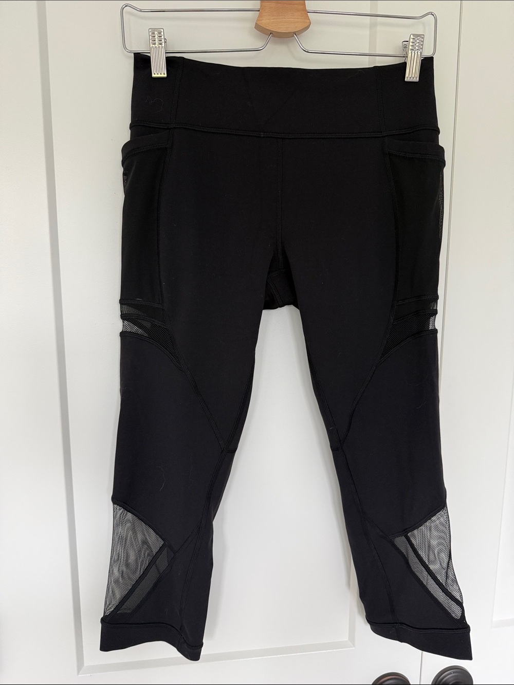lululemon athletica Black Capri Leggings with Mesh Insets